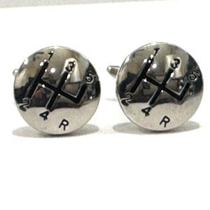 3D Manual Gear Shifter Cufflinks – 6-Speed Shift Pattern Shiny
